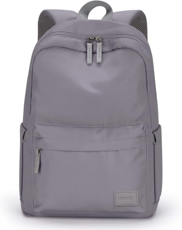 HOMIEE Lightweight Stylish Casual Daypack, Water-Resistant Backpack Unisex Laptop Bookbag, 14-Inch Laptop Backpack for Women & Men, Travel/School/Casual/Work Backpack, Grey