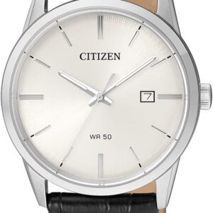 Citizen Men’s Quartz Case And Black Leather Strap Watch