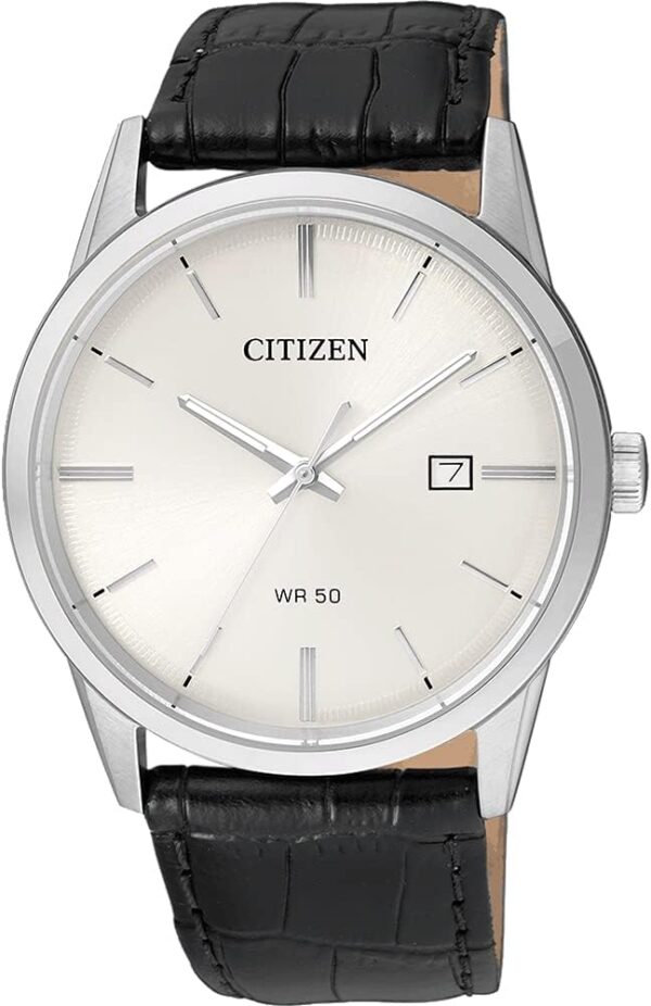 Citizen Men's Quartz Case And Black Leather Strap Watch