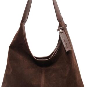 VOSTEVAS Tote Bags for Women Hobo Shoulder Handbags Suede Slouchy Bag Office Tote Purses for Work Travel (Coffee 1)