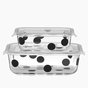 Kate Spade 875251 Deco Dot 2-Piece Rectangular Food Storage Set