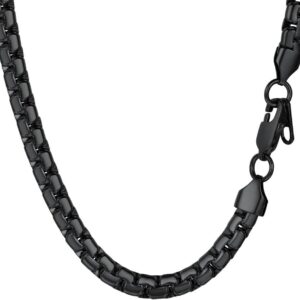 316L Stainless Steel Round Link Chain for Men, Black/18K Gold Plated, 4mm/6mm Chain Necklace, 18/20/22/24/26/28/30 inch