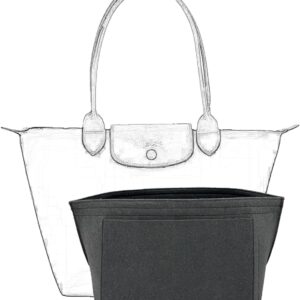 D.DUO Purse Organizer Insert, Bag Organizer for Le Pliage, Handbags Organizer Insert(Grey, Large)