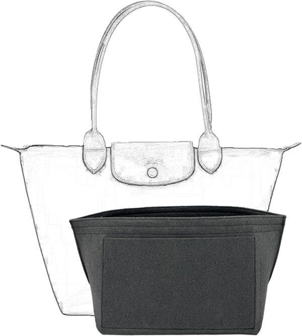 D.DUO Purse Organizer Insert, Bag Organizer for Le Pliage, Handbags Organizer Insert(Grey, Large)