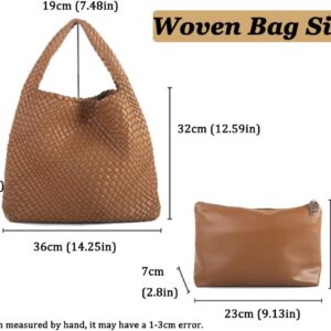 Doxwater Woven Tote Bag Purse Bag for Women Vegan Leather Tote Bag Work Beach Travel Handbag Large Capacity Top-handle Bag Shoulder Bag