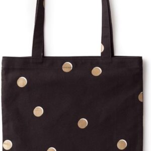 Kate Spade New York Black Canvas Tote Bag with Interior Pocket, Scatter Dot