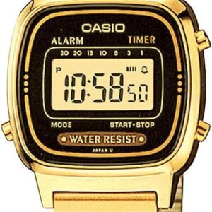 Casio Women’s Vintage LA670WGA-1DF Daily Alarm Digital Gold-Tone Watch