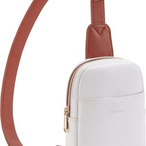 Telena Fanny Packs for Women Small Crossbody Sling Bag Chest Bag for Women Men Teen Girls Beige and Brown