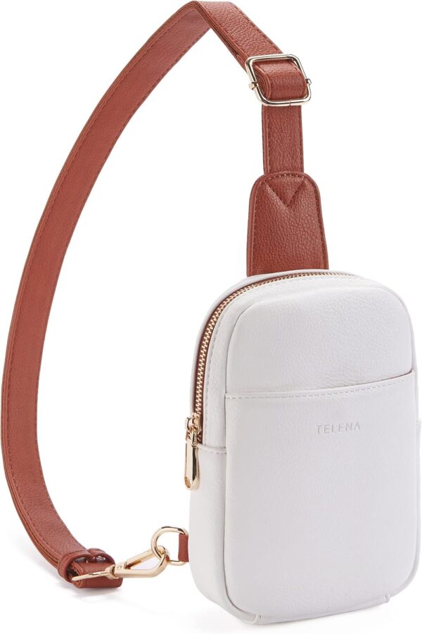 Telena Fanny Packs for Women Small Crossbody Sling Bag Chest Bag for Women Men Teen Girls Beige and Brown