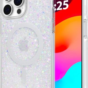 kate spade new york Apple iPhone 15 Pro Max Case, Compatible with MagSafe Phone Cover – Chunky Glitter Iridescent