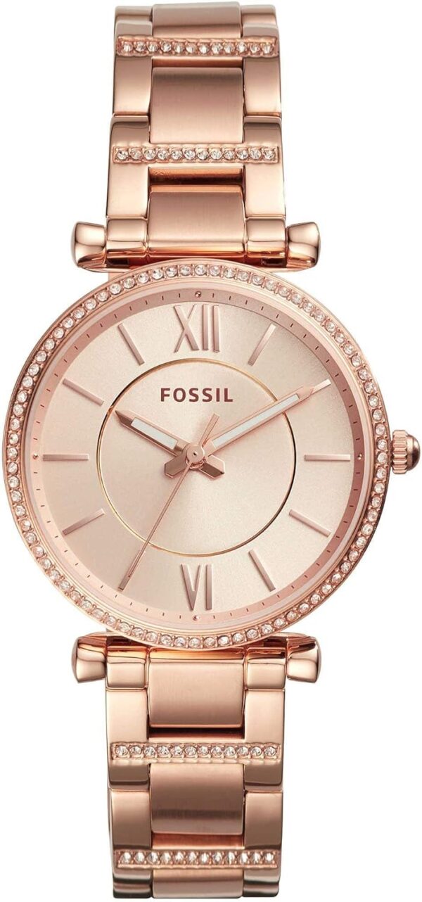 Fossil Carlie Three-Hand Rose Goldtone Stainless Steel Watch