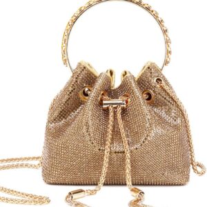 Rhinestone Purse Women Silver Glitter Handbags Sparkly Evening Clutch Bling Shoulder Bag Crystal Crossbody Shiny Bucket Purse