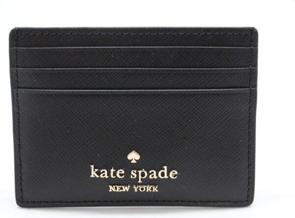 Kate Spade New York Madison Saffiano Leather Small Slim Card Holder Wallet in Black, Minimalist