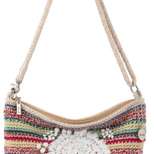 The Sak Women’s Lumi Convertible Crossbody Hand-Crochet 3-in-1, Eden Stripe Flower Embroidery, One Size