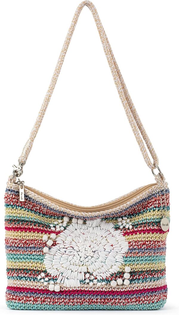 The Sak Women's Lumi Convertible Crossbody Hand-Crochet 3-in-1, Eden Stripe Flower Embroidery, One Size