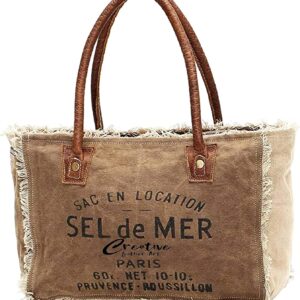 CLA Bags Sel De Mer Upcycled Canvas Hand Bag Upcycled Canvas & Cowhide Tote Bag Radiant Upcycled Canvas & Cowhide Leather Bag