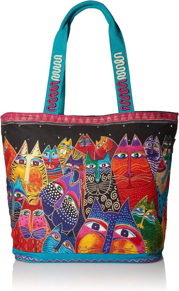 Laurel Burch Shoulder Tote Zipper Top 19, 1/2-Inch by 6, 3/4-Inch by 15-Inch, Fantasticats