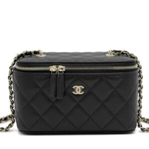 Brand new CHANEL black caviar vanity case gold hardware 2024