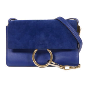 Chloe Faye Shoulder Bag Suede Leather/Calfskin Leather Blue