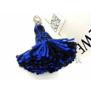 LOEWE Wool Event Keyring Keychain Bag Charm Blue Black 26cm