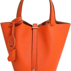 Genuine Leather-Handbags,Bucket- with Lock,Clemence -Portable,fashion-Female Bag