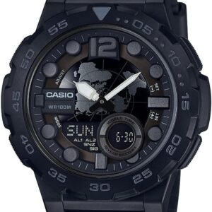 Casio Men’s ‘Classic’ Quartz Stainless Steel and Resin Casual Watch, Color:Black (Model: AEQ-100 W-1BVCF)