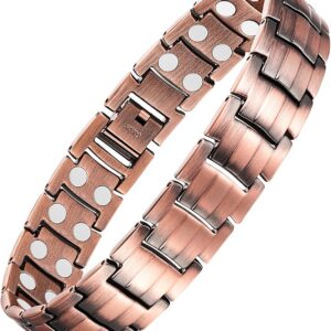 Feraco Men’s Copper Magnetic Bracelet Elegant 99.99% Solid Copper Bracelets with Double-Row Strong Magnets, Magnetic Field Therapy Jewelry