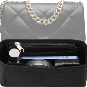 LOUKAYCCI Purse Organizer Insert for CHANEL 19 Flap Bag Organizer Insert Handbag (Black, Small)