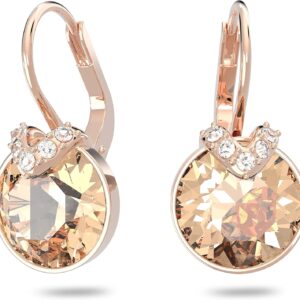 Swarovski Bella V drop earrings, Round cut, Gold tone, Rose gold-tone Finished