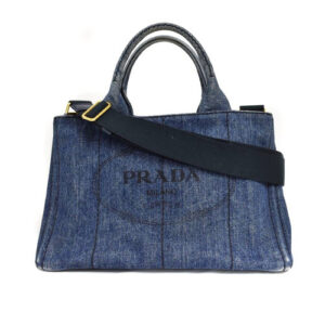 PRADA  hand bag Canapa Denim Blue Auth