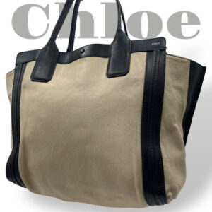 Chloe Hand Bag Tote Bag Leather Beige Authentic