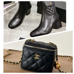 Combo: Chanel Mini Vanity Bag And Chanel Super Chic Genuine Leather Boot