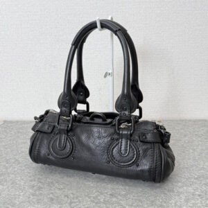 Authentic Chloe Vintage Paddington Leather Shoulder Hand Bag Black 1118M