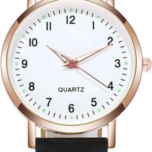 Nayubo Simple Quartz Analog Luminous Watch for Men Women Minimalist Casual Fashion Thin Small Round Wrist Watch with Easy Read Dial PU Leather Strap