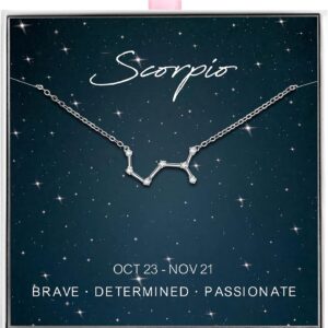 ALoveSoul 925 Sterling Silver Constellation Horoscope Zodiac Necklace, Gift for Women Girls