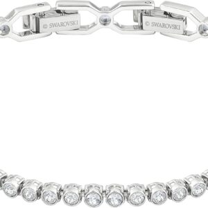 SWAROVSKI Women’s Emily Bracelet Collection, Rhodium Finish, Blue Crystals, Clear Crystals