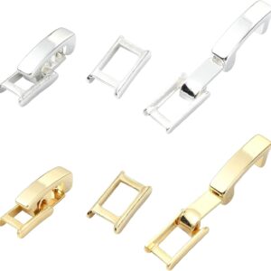 DanLingJewelry 10Pcs Golden & Silver Color Fold Over Jewelry Clasps Brass Watch Band Extender Clasps for DIY Watch Jewelry Making