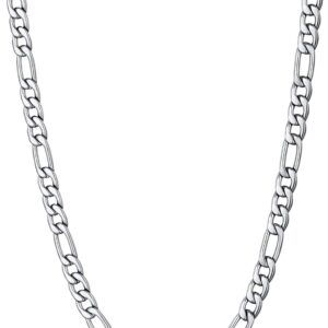 U7 Figaro Chain Necklace, Men’s Stainless Steel/Black/Gold Chain 5MM Wide,18-30 Inch Available, Cool & Daliy Fashion Look for Men and Women…