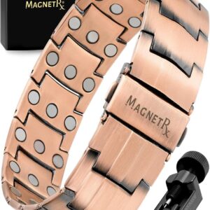 MagnetRX® 3X Strength Copper Bracelet – 99.9% Pure Copper Bracelets for Men with Magnets – Premium Fold-Over Clasp and Adjustable Bracelet Length with Included Sizing Tool (Legacy)