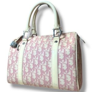 Dior Mini Boston Handbag Trotter PVC Pink Authentic from Japan