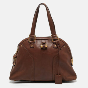 Yves Saint Laurent Leather Crossbody Bag Gold On Black