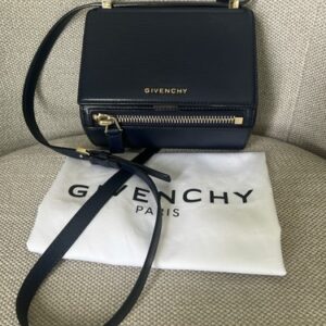 Givenchy Blue Grained Leather Pandora Box Crossbody Bag