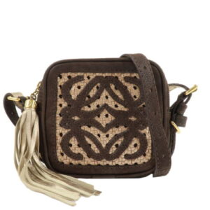 Auth LOEWE Anagram Mini Shoulder Bag Crossbody Bag Brown Leather Used