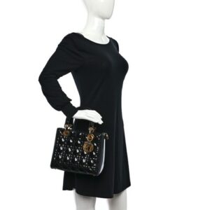 Dior Womens Medium Lady Dior Bag in Patent Cannage Calfskin