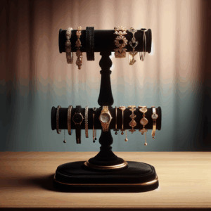 Bracelet Display Stand, LuiceABC 3 Tiers Black Velvet Soft T Bar Bracelet Holder Jewelry Watch Tower Organizer