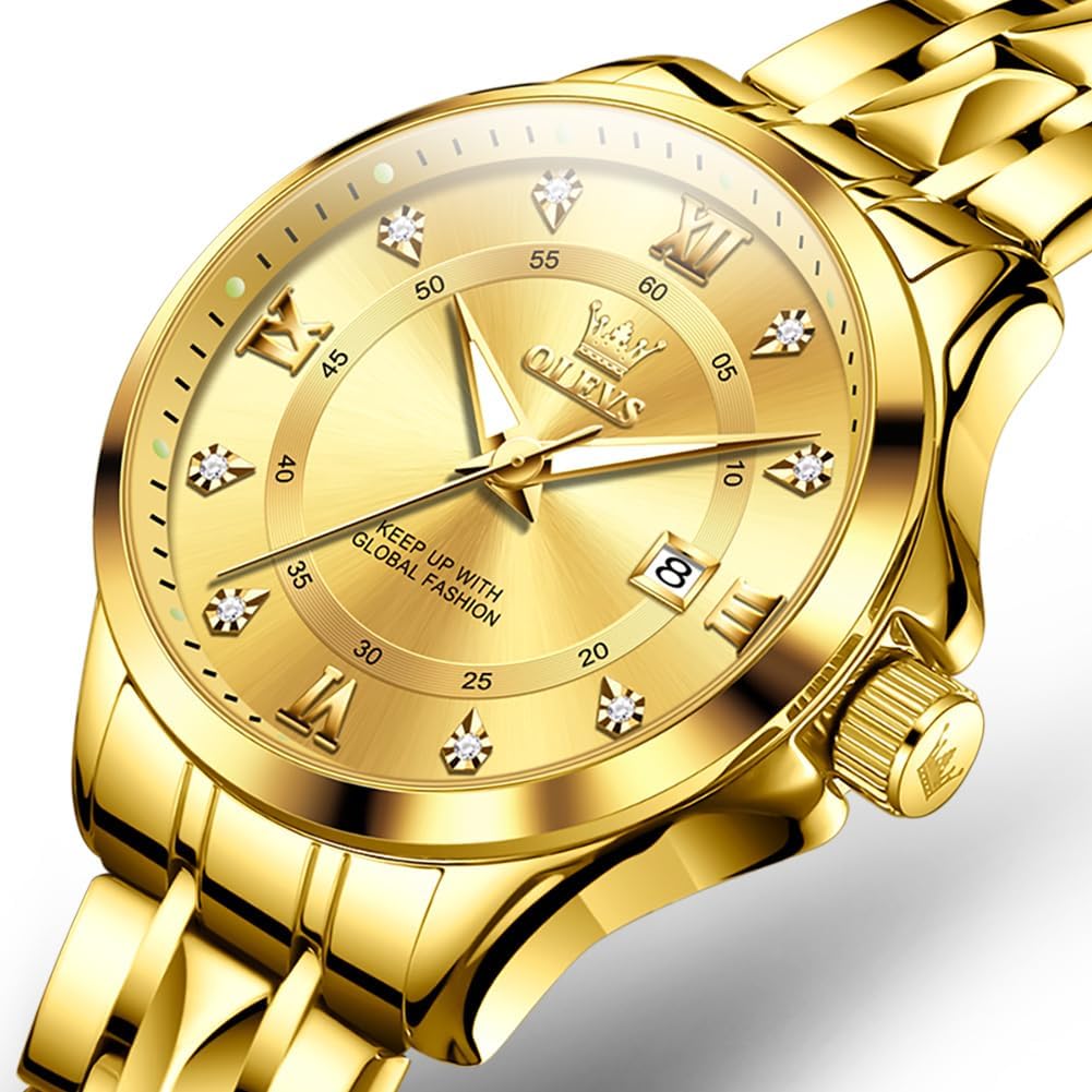 OLEVS Watches for Men Stainless Steel Waterproof Dress Mens Watches Analog Quartz Casual Big Face Luxury Watch for Men with Day Date Easy Read Wrist Watches for Men Black/Gold/Silver/Blue Dial - Image 8