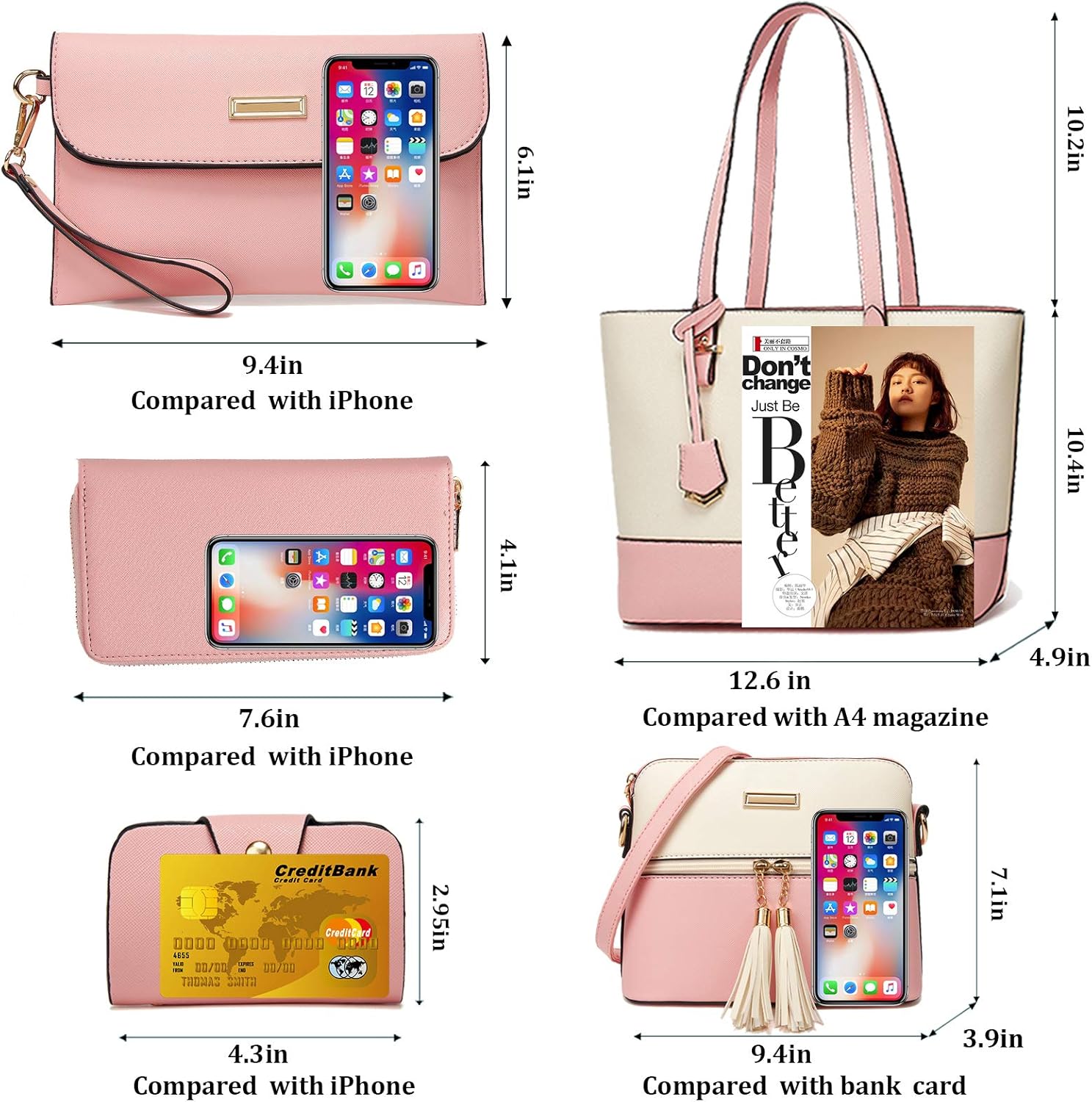 TcIFE Purses and Handbags for Womens Satchel Shoulder Tote Bags Wallets - Image 4