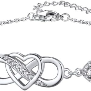 MomentWish Birthday Gifts for Her, Infinity Bracelet for Women, Moissanite Heart Bracelet, S925 Sterling Silver Adjustable Bracelet Gift for Wife Girls Mom MomentWish Birthday Gifts for Her, Infinity Bracelet for Women, Moissanite Heart Bracelet, S925 Sterling Silver Adjustable Bracelet Gift for Wife Girls Mom