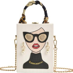 Women’s Novelty Unique 3D Lady Face Leather with Crocodile Pattern Tote Handbags Funky Purse Hobo Crossbody Shoulder bags Women’s Novelty Unique 3D Lady Face Leather with Crocodile Pattern Tote Handbags Funky Purse Hobo Crossbody Shoulder bags