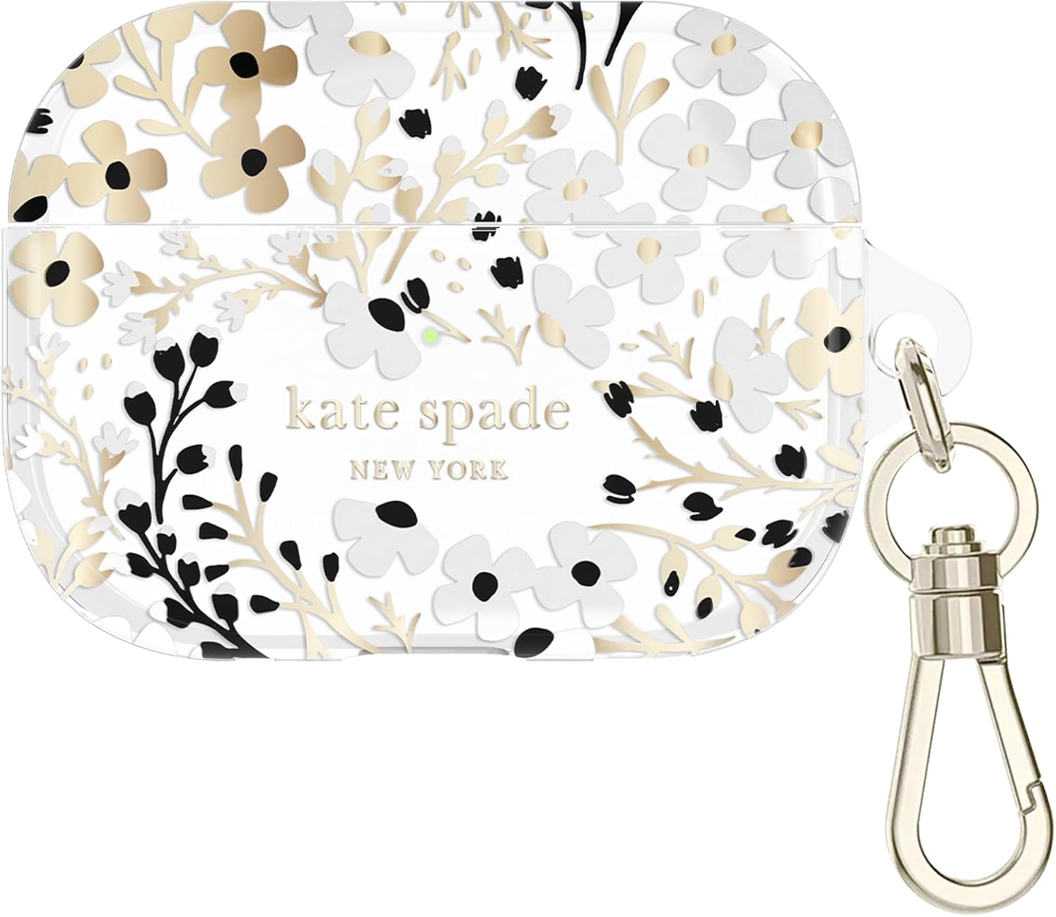 Kate Spade New York AirPods Pro Protective Case with Keychain Ring - Multi Floral Black and White, Compatible with AirPods Pro 2nd / 1st Generation - Image 7